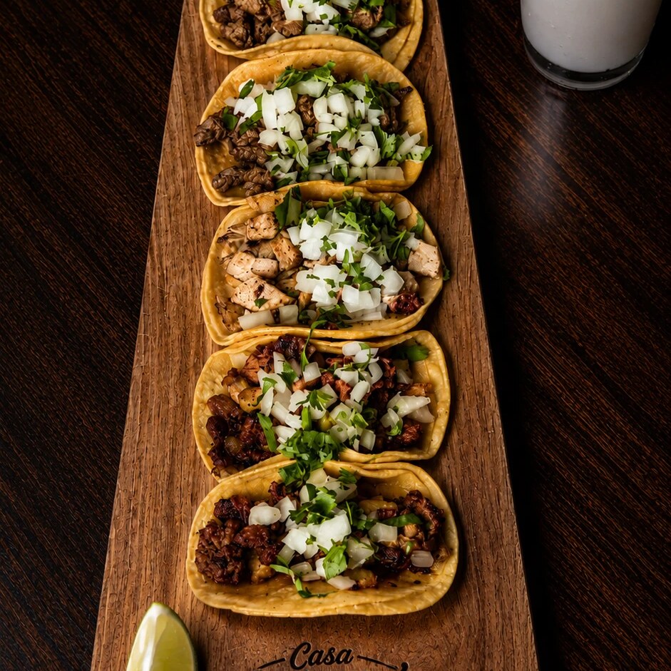 3 Street Tacos w/ Rice & Beans