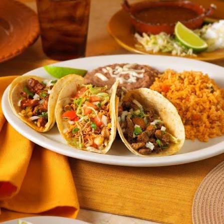 3 Street Tacos with Rice & Beans — $14